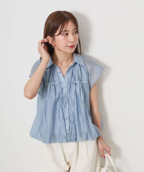 Riberry(リベリー)の「シアーバルーンシャーリングシャツ(シャツ/ブラウス・レディース・イエロー/ブラウン/ブラック/オフホワイト/ブルー・FREE)」の1枚目の写真