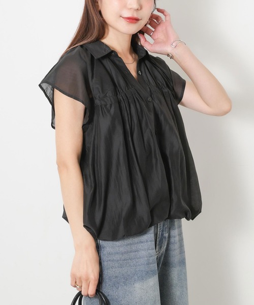 Riberry(リベリー)の「シアーバルーンシャーリングシャツ(シャツ/ブラウス・レディース・イエロー/ブラウン/ブラック/オフホワイト/ブルー・FREE)」の11枚目の写真