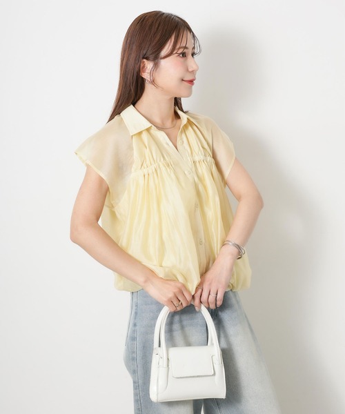 Riberry(リベリー)の「シアーバルーンシャーリングシャツ(シャツ/ブラウス・レディース・イエロー/ブラウン/ブラック/オフホワイト/ブルー・FREE)」の21枚目の写真