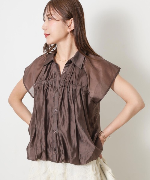 Riberry(リベリー)の「シアーバルーンシャーリングシャツ(シャツ/ブラウス・レディース・イエロー/ブラウン/ブラック/オフホワイト/ブルー・FREE)」の15枚目の写真