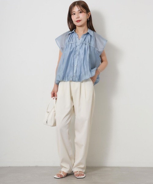 Riberry(リベリー)の「シアーバルーンシャーリングシャツ(シャツ/ブラウス・レディース・イエロー/ブラウン/ブラック/オフホワイト/ブルー・FREE)」の20枚目の写真
