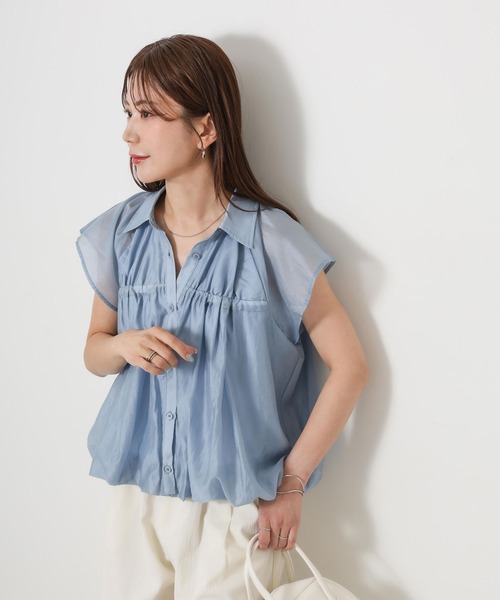 Riberry(リベリー)の「シアーバルーンシャーリングシャツ(シャツ/ブラウス・レディース・イエロー/ブラウン/ブラック/オフホワイト/ブルー・FREE)」の19枚目の写真