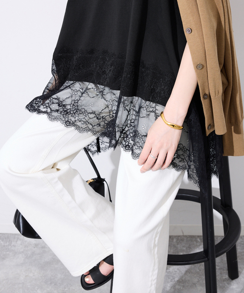 追加》レースコンビノースリカットソー（Tシャツ/カットソー）｜SLOBE