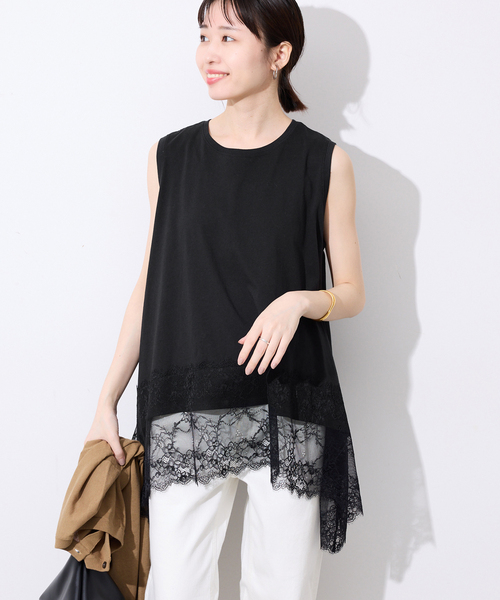 追加》レースコンビノースリカットソー（Tシャツ/カットソー）｜SLOBE
