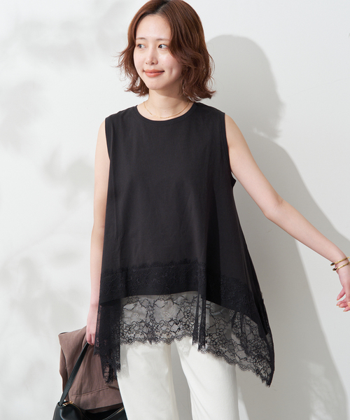 追加》レースコンビノースリカットソー（Tシャツ/カットソー）｜SLOBE