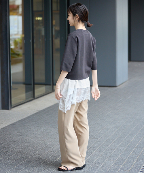 追加》レースコンビノースリカットソー（Tシャツ/カットソー）｜SLOBE