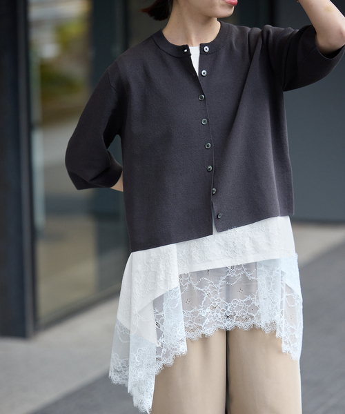 追加》レースコンビノースリカットソー（Tシャツ/カットソー）｜SLOBE