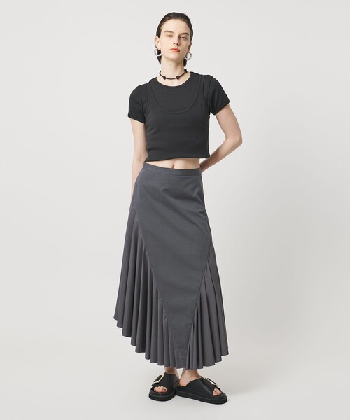 ASTRAET（アストラット）の「＜ASTRAET＞コンビ タック フレアースカート（スカート・レディース・ブラック/ダークグレー・1/0/2）」の8枚目の写真