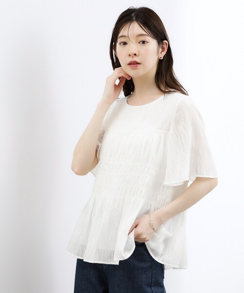grove(グローブ)の「【二の腕・体型カバー】軽やかシャーリングブラウス(シャツ/ブラウス・レディース・ブラック系/スモーキーグリーン系1/オフホワイト・02/03/04/05)」の22枚目の写真