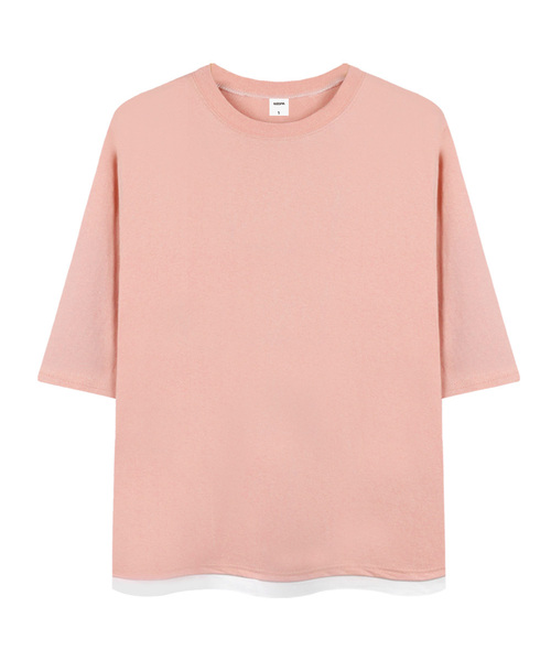 ANEWBROS（アニュブロス）の「ベーシックスタンダード 7部Tシャツ 2カラー [ANSE_9201]（Tシャツ/カットソー・メンズ・ホワイト/ピンク・SMALL/MEDIUM）」の2枚目の写真