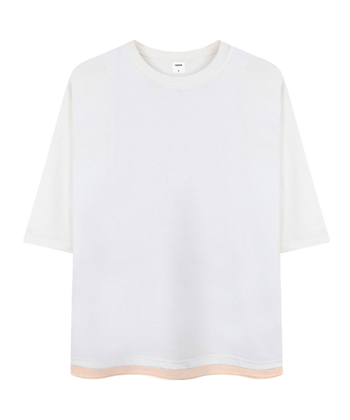 ANEWBROS（アニュブロス）の「ベーシックスタンダード 7部Tシャツ 2カラー [ANSE_9201]（Tシャツ/カットソー・メンズ・ホワイト/ピンク・SMALL/MEDIUM）」の3枚目の写真