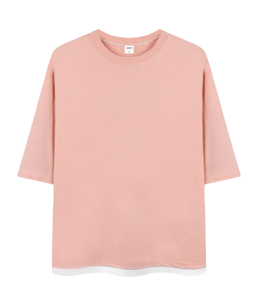 ANEWBROS（アニュブロス）の「ベーシックスタンダード 7部Tシャツ 2カラー [ANSE_9201]（Tシャツ/カットソー・メンズ・ホワイト/ピンク・SMALL/MEDIUM）」の4枚目の写真