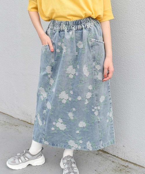 Bleu Bleuet(ブルーブルーエ)の「柄デニムスカート(デニムスカート・レディース・ブルー系その他/ブラック系その他・FREE)」の3枚目の写真