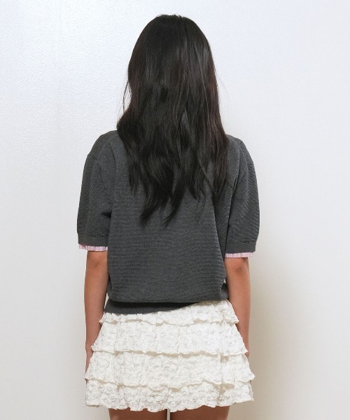 GENERAL IDEA(ジェネラルアイデア)の「【GENERAL IDEA】シャツカラーピケハーフニット / SHIRT COLLAR PIQUE HALF-SLEEVE KNIT(ポロシャツ・レディース・ネイビー/チャコール・L/M/S)」の3枚目の写真