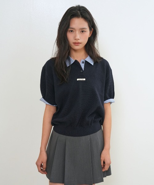 GENERAL IDEA(ジェネラルアイデア)の「【GENERAL IDEA】シャツカラーピケハーフニット / SHIRT COLLAR PIQUE HALF-SLEEVE KNIT(ポロシャツ・レディース・ネイビー/チャコール・L/M/S)」の13枚目の写真