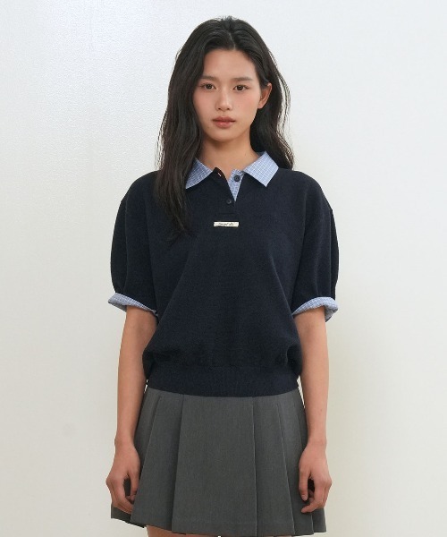 GENERAL IDEA(ジェネラルアイデア)の「【GENERAL IDEA】シャツカラーピケハーフニット / SHIRT COLLAR PIQUE HALF-SLEEVE KNIT(ポロシャツ・レディース・ネイビー/チャコール・L/M/S)」の14枚目の写真