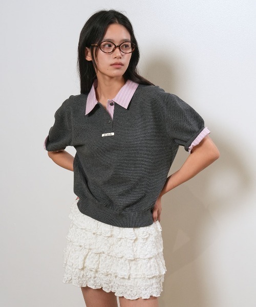 GENERAL IDEA(ジェネラルアイデア)の「【GENERAL IDEA】シャツカラーピケハーフニット / SHIRT COLLAR PIQUE HALF-SLEEVE KNIT(ポロシャツ・レディース・ネイビー/チャコール・L/M/S)」の17枚目の写真