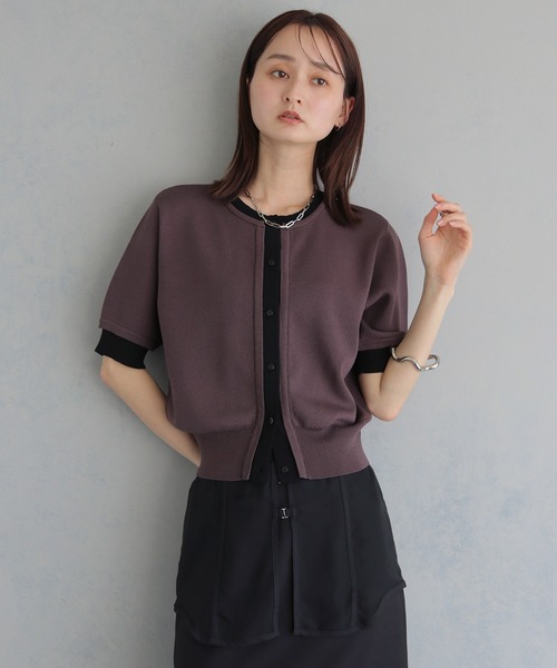 &g'aime（アンジェム）の「【&ｇ'aime 】レイヤードカーディガントップス　Layered Cardigan Top（カーディガン/ボレロ・レディース・ブラック/ブルー/ブラウン/グレイッシュベージュ・FREE）」の3枚目の写真
