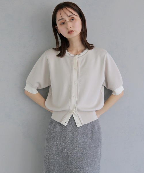 &g'aime（アンジェム）の「【&ｇ'aime 】レイヤードカーディガントップス　Layered Cardigan Top（カーディガン/ボレロ・レディース・ブラック/ブルー/ブラウン/グレイッシュベージュ・FREE）」の4枚目の写真