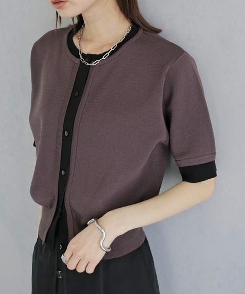 &g'aime（アンジェム）の「【&ｇ'aime 】レイヤードカーディガントップス　Layered Cardigan Top（カーディガン/ボレロ・レディース・ブラック/ブルー/ブラウン/グレイッシュベージュ・FREE）」の8枚目の写真
