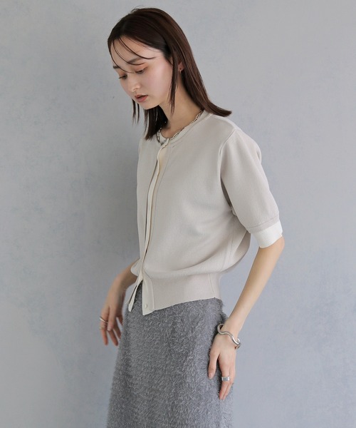 &g'aime（アンジェム）の「【&ｇ'aime 】レイヤードカーディガントップス　Layered Cardigan Top（カーディガン/ボレロ・レディース・ブラック/ブルー/ブラウン/グレイッシュベージュ・FREE）」の16枚目の写真