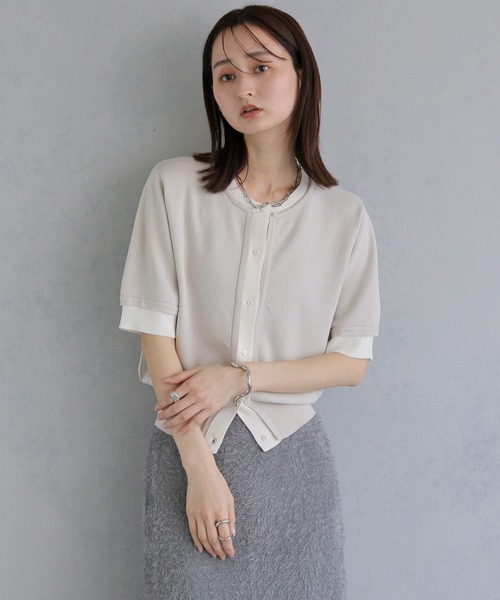 &g'aime（アンジェム）の「【&ｇ'aime 】レイヤードカーディガントップス　Layered Cardigan Top（カーディガン/ボレロ・レディース・ブラック/ブルー/ブラウン/グレイッシュベージュ・FREE）」の13枚目の写真