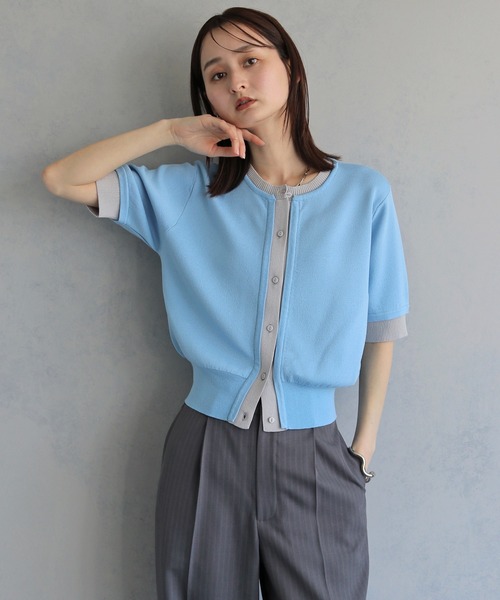 &g'aime（アンジェム）の「【&ｇ'aime 】レイヤードカーディガントップス　Layered Cardigan Top（カーディガン/ボレロ・レディース・ブラック/ブルー/ブラウン/グレイッシュベージュ・FREE）」の22枚目の写真
