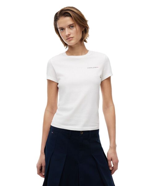 tommy jeans(トミー ジーンズ)の「エッセンシャルロゴスリムTシャツ(Tシャツ/カットソー・レディース・イエロー/ホワイト/マルチ・LARGE/MEDIUM/SMALL/X-SMALL)」の2枚目の写真