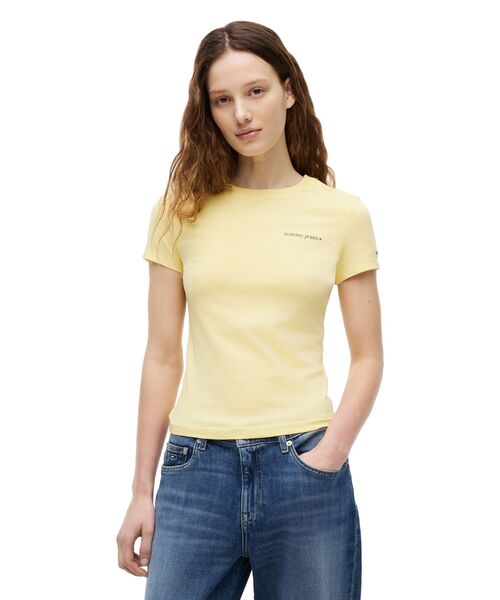 tommy jeans(トミー ジーンズ)の「エッセンシャルロゴスリムTシャツ(Tシャツ/カットソー・レディース・イエロー/ホワイト/マルチ・LARGE/MEDIUM/SMALL/X-SMALL)」の3枚目の写真