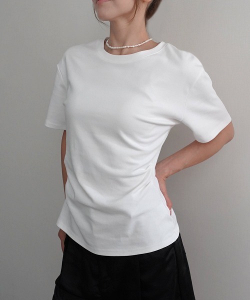 Rashik(ラシク)の「【Rashik】ウエストシェイプTシャツ 半袖 カットソー Tシャツ(Tシャツ/カットソー・レディース・ブルー/ブラック/ホワイト/レッド/ピンク・FREE)」の2枚目の写真