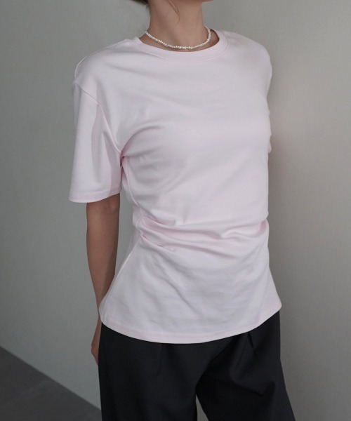 Rashik(ラシク)の「【Rashik】ウエストシェイプTシャツ 半袖 カットソー Tシャツ(Tシャツ/カットソー・レディース・ブルー/ブラック/ホワイト/レッド/ピンク・FREE)」の5枚目の写真