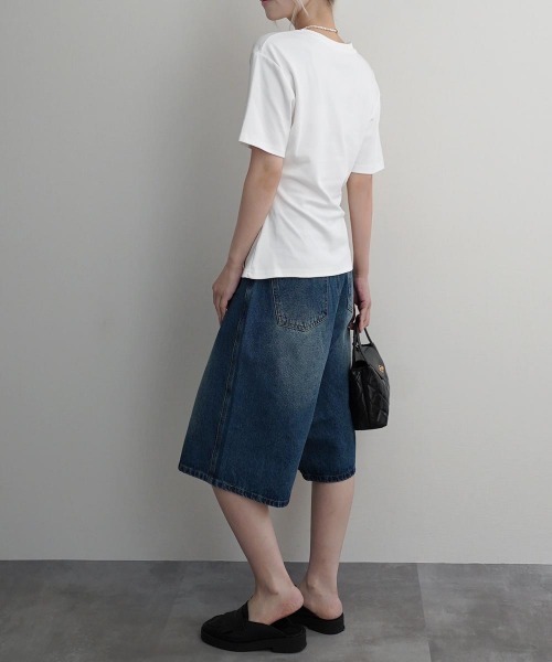 Rashik(ラシク)の「【Rashik】ウエストシェイプTシャツ 半袖 カットソー Tシャツ(Tシャツ/カットソー・レディース・ブルー/ブラック/ホワイト/レッド/ピンク・FREE)」の13枚目の写真