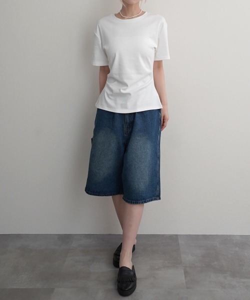 Rashik(ラシク)の「【Rashik】ウエストシェイプTシャツ 半袖 カットソー Tシャツ(Tシャツ/カットソー・レディース・ブルー/ブラック/ホワイト/レッド/ピンク・FREE)」の12枚目の写真