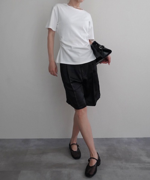 Rashik(ラシク)の「【Rashik】ウエストシェイプTシャツ 半袖 カットソー Tシャツ(Tシャツ/カットソー・レディース・ブルー/ブラック/ホワイト/レッド/ピンク・FREE)」の8枚目の写真