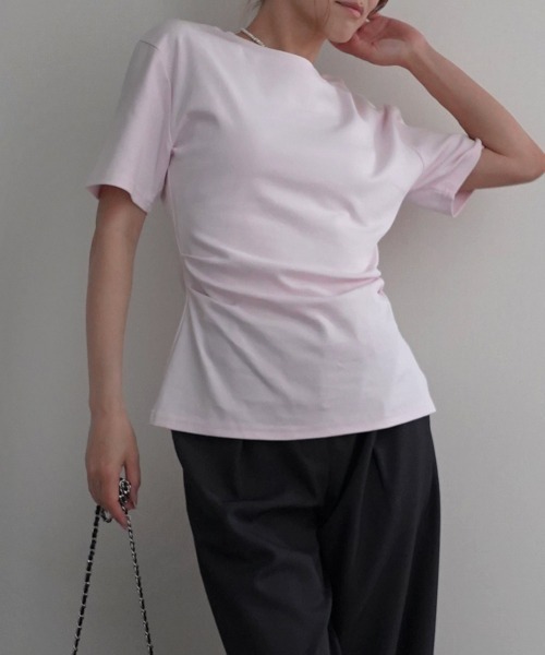 Rashik(ラシク)の「【Rashik】ウエストシェイプTシャツ 半袖 カットソー Tシャツ(Tシャツ/カットソー・レディース・ブルー/ブラック/ホワイト/レッド/ピンク・FREE)」の17枚目の写真