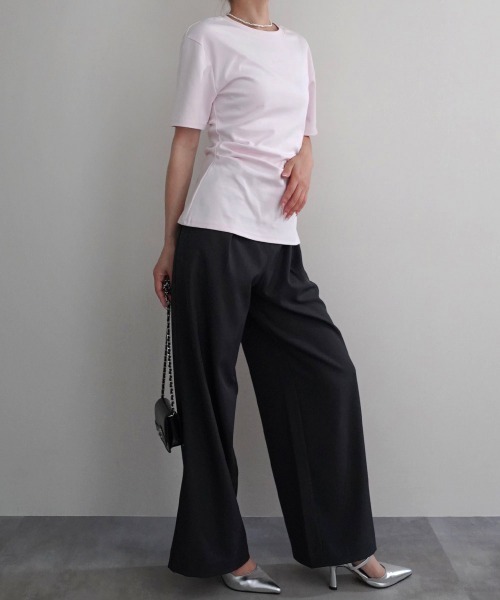 Rashik(ラシク)の「【Rashik】ウエストシェイプTシャツ 半袖 カットソー Tシャツ(Tシャツ/カットソー・レディース・ブルー/ブラック/ホワイト/レッド/ピンク・FREE)」の18枚目の写真