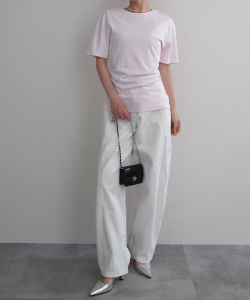 Rashik(ラシク)の「【Rashik】ウエストシェイプTシャツ 半袖 カットソー Tシャツ(Tシャツ/カットソー・レディース・ブルー/ブラック/ホワイト/レッド/ピンク・FREE)」の16枚目の写真