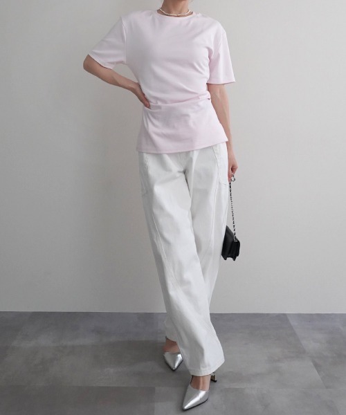 Rashik(ラシク)の「【Rashik】ウエストシェイプTシャツ 半袖 カットソー Tシャツ(Tシャツ/カットソー・レディース・ブルー/ブラック/ホワイト/レッド/ピンク・FREE)」の15枚目の写真