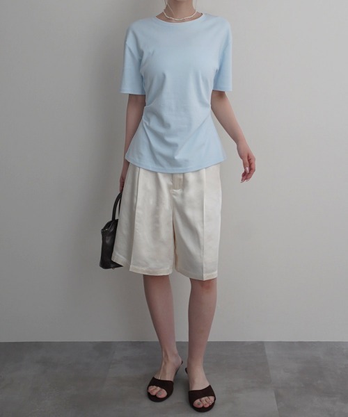 Rashik(ラシク)の「【Rashik】ウエストシェイプTシャツ 半袖 カットソー Tシャツ(Tシャツ/カットソー・レディース・ブルー/ブラック/ホワイト/レッド/ピンク・FREE)」の19枚目の写真