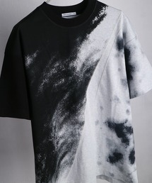 アブストラクト柄 切替え半袖Tシャツ