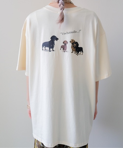 DOLLUPOOPS(ドールアップウップス)の「Dog Graphic Back Print T-shirt(ドッググラフィックバックプリントTシャツ)(Tシャツ/カットソー・レディース・イエロー/ブラック/チャコールグレー/オフホワイト・FREE)」の15枚目の写真
