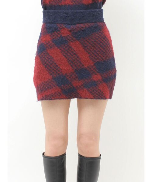 EVRIS(エヴリス)の「チェックニットミニスカート【セットアップ着用可能】 秋服(スカート・レディース・グリーン/レッド/ブラック・FREE)」の17枚目の写真