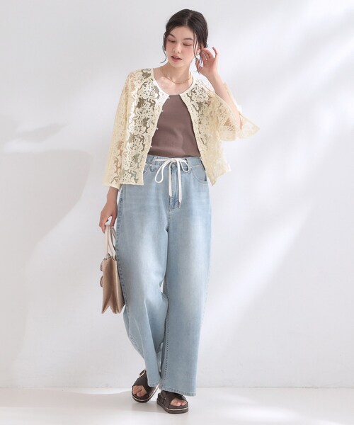 OPAQUE.CLIP(オペークドットクリップ)の「刺繍レースショートブラウス【洗える】(シャツ/ブラウス・レディース・ブラック/オフホワイト・40/38/42)」の5枚目の写真