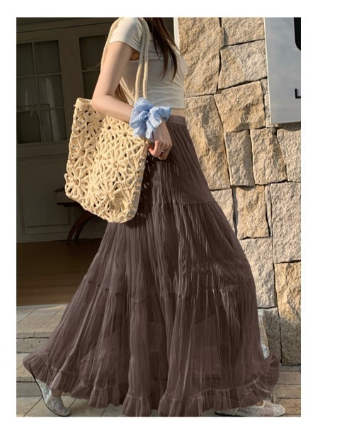 witch(ウイッチ)の「ティアード裾フリルシアーチュールスカート(スカート・レディース・ブラック/ベージュ/ブラウン/ピンク/ブルー・FREE)」の7枚目の写真