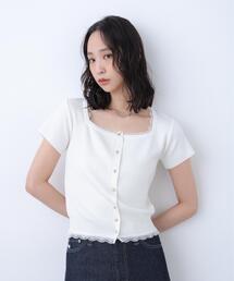 ◆〈MFM〉レーストリム半袖カーデ