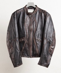 STUDIOUS（ステュディオス）の「【NVRFRGT】DISTRESSED LEATHER MOTORCYCLE JACKET（その他アウター）」