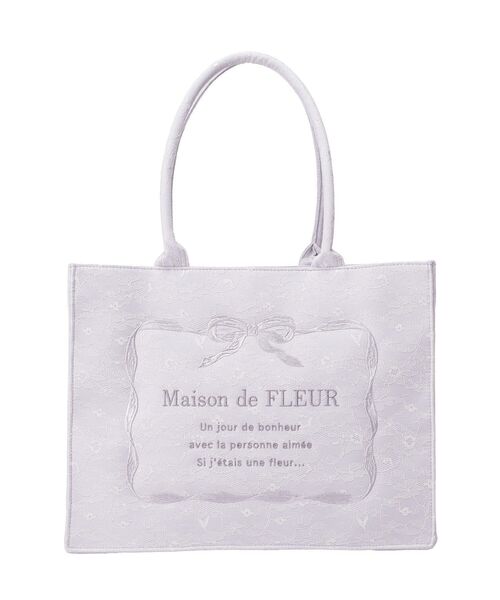 Maison de FLEUR(メゾンドフルール)の「ブルーマニアリボンフレーム刺繍スクエアトート(トートバッグ・レディース・ブルー系その他7・FREE)」の2枚目の写真