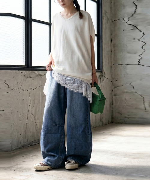 antiqua(アンティカ)の「ワイド カーブデニム(デニムパンツ・レディース・ブルー系その他・X-LARGE/MEDIUM)」の7枚目の写真