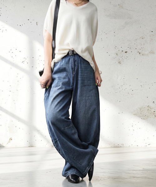 antiqua(アンティカ)の「ワイド カーブデニム(デニムパンツ・レディース・ブルー系その他・X-LARGE/MEDIUM)」の9枚目の写真