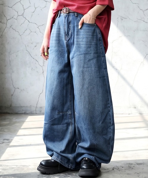antiqua(アンティカ)の「ワイド カーブデニム(デニムパンツ・レディース・ブルー系その他・X-LARGE/MEDIUM)」の2枚目の写真